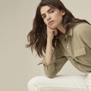 The Washable Silk Relaxed Shirt | Covert Green