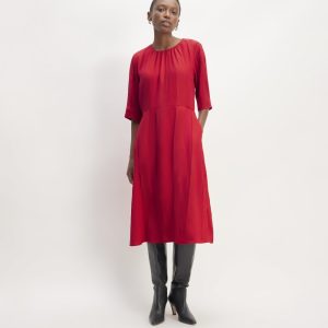 The City Stripe Ruched Dress | Haute Red