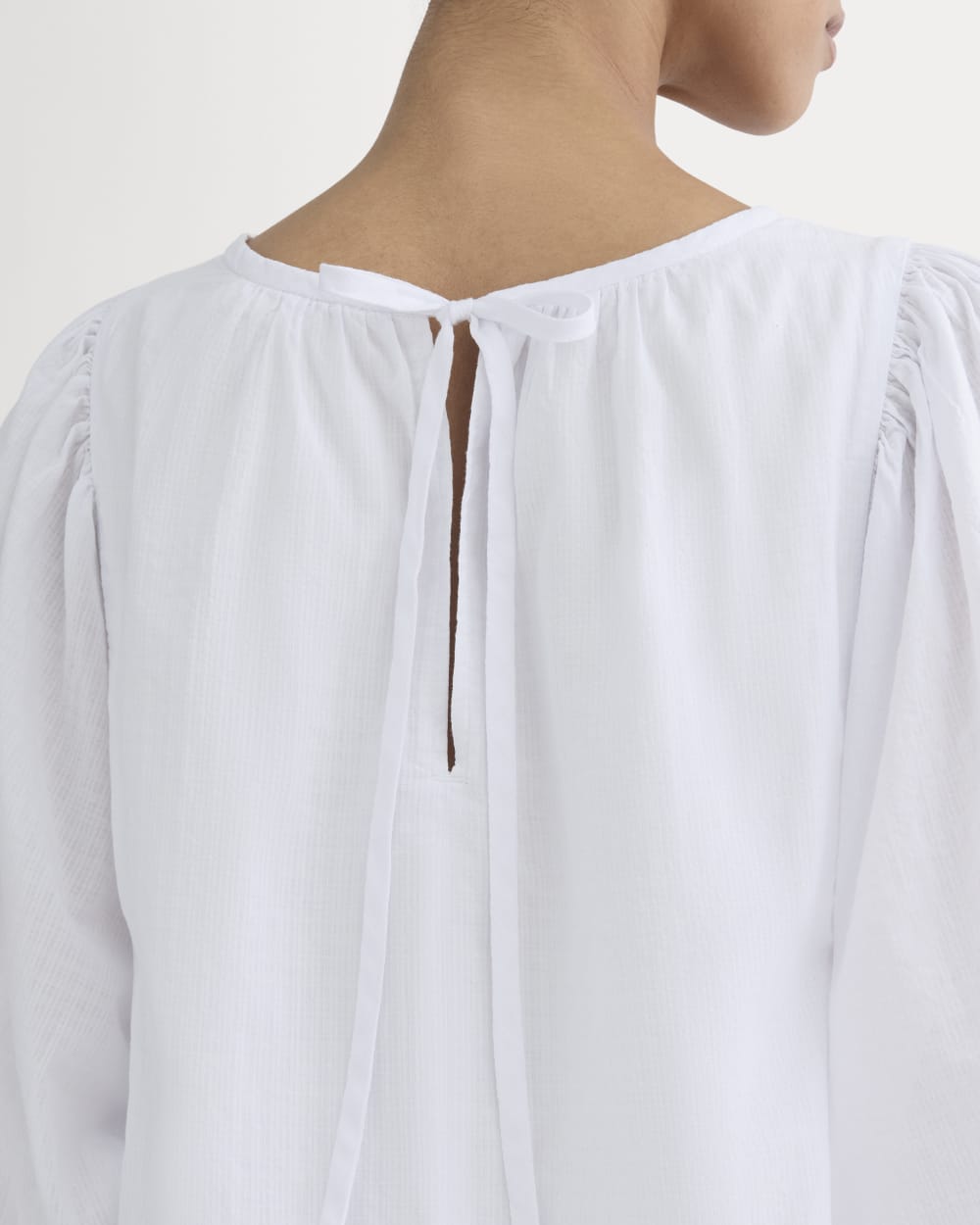 The Gauze Puff-Sleeve Mini Dress | White - Image 3