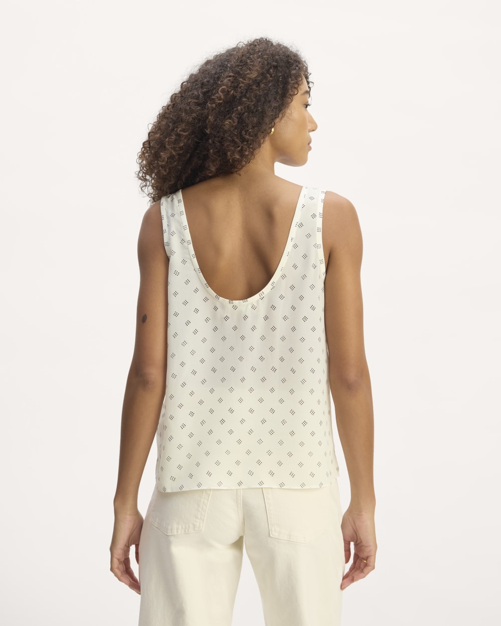 The Scoop Tank in Washable Silk | Bone / Black Square Dot - Image 6