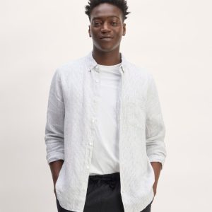 The Classic Shirt in Linen | White / Black
