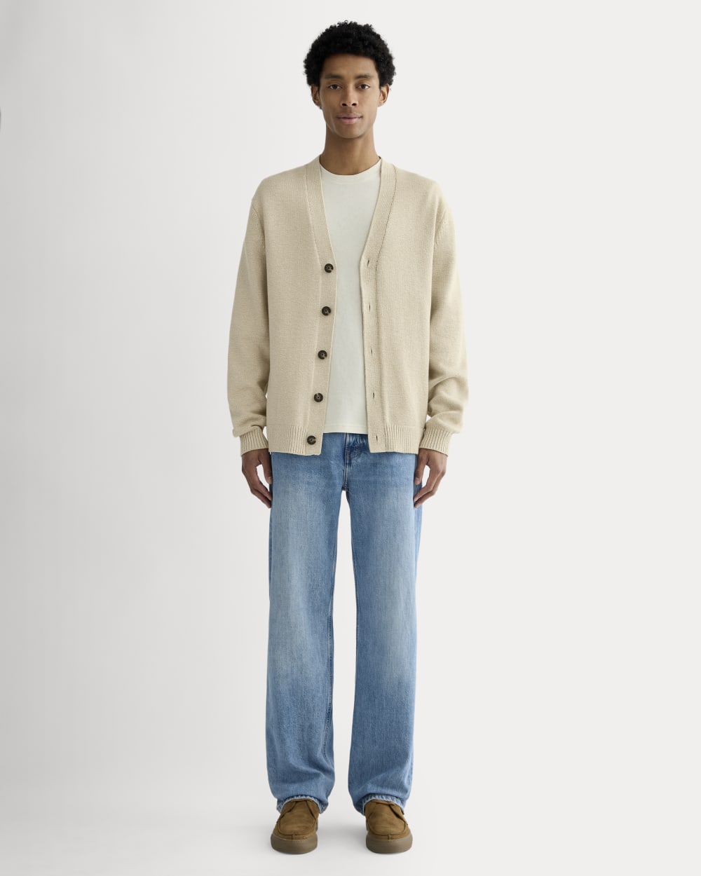 The Classic Cardigan in Everyday Cotton | Desert Sand / Natural - Image 3