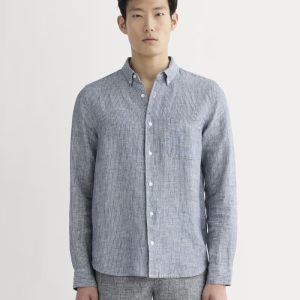 The Classic Shirt in Linen | White / Blue