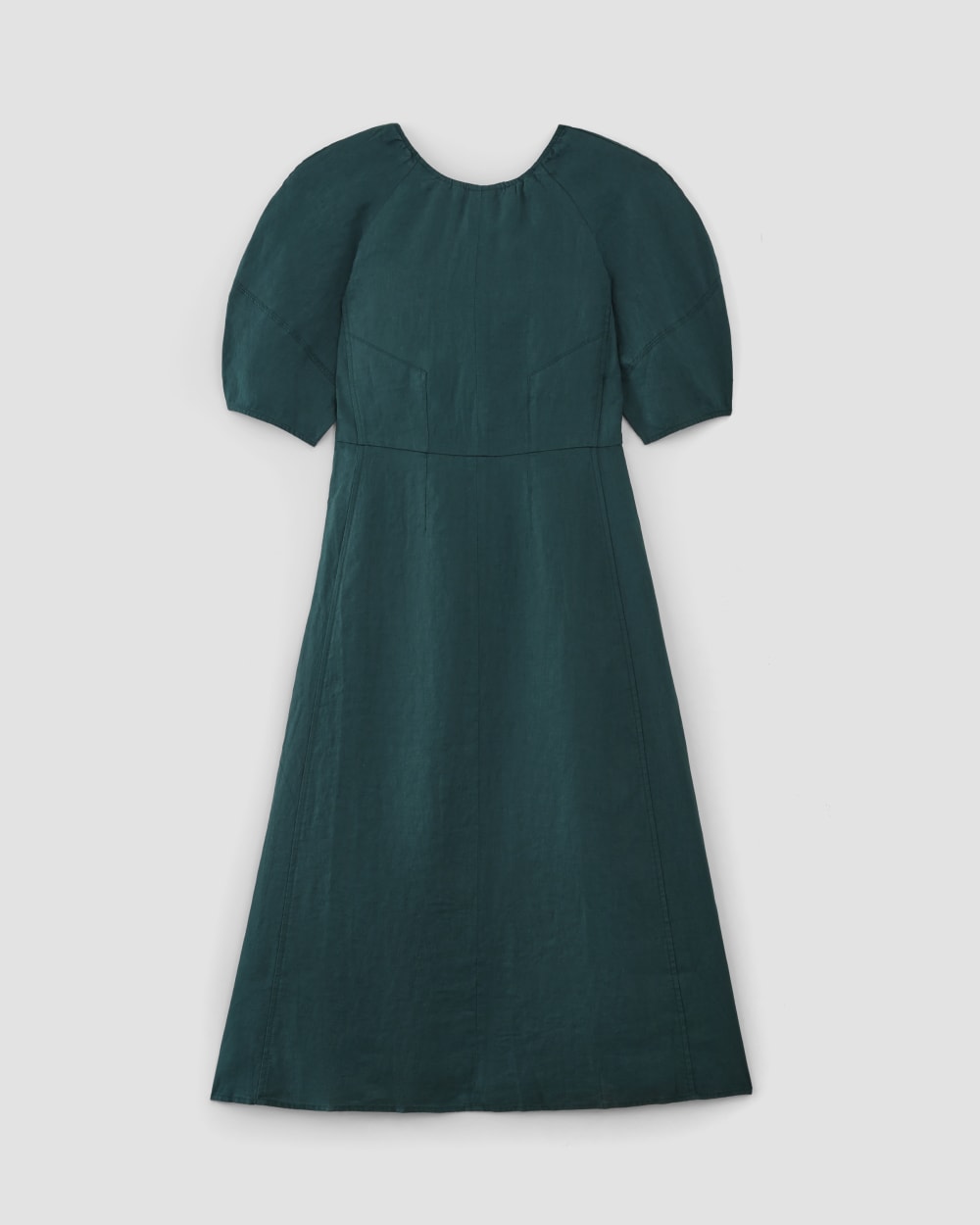 The Linen Short-Sleeve Scoop Midi Dress | Dark Sea - Image 2