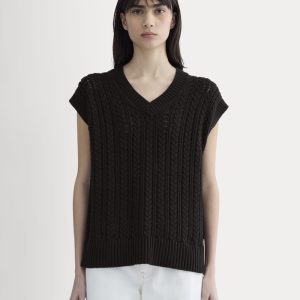 The Mesh Cable Vest in Everyday Cotton | Black