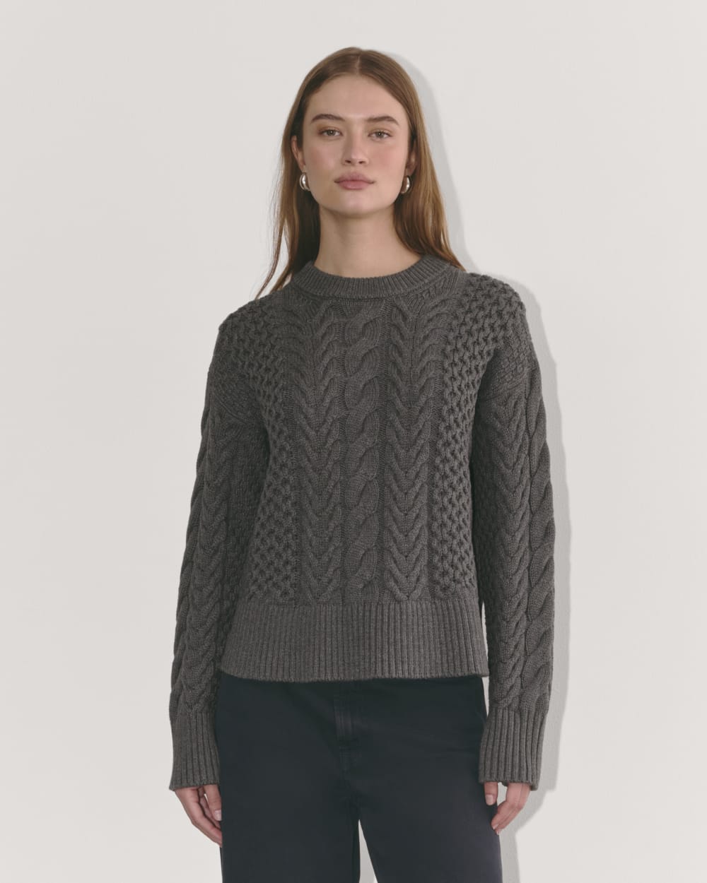 The Cable Sweater in Everyday Cotton | Heathered Charcoal
