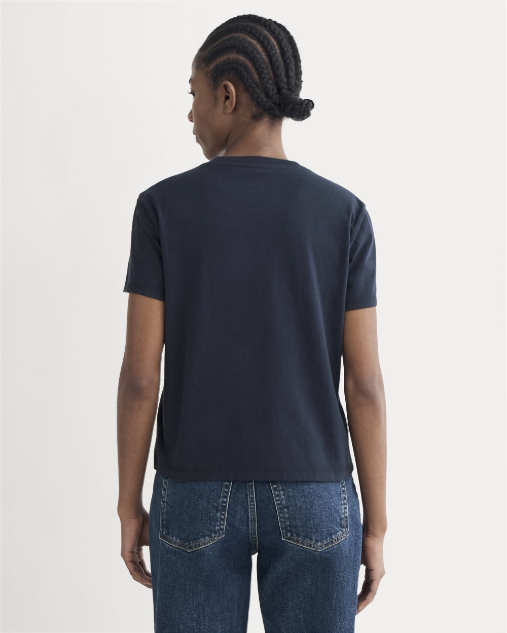 The Box-Cut Tee in Essential Cotton | Navy | No Pocket - Image 4