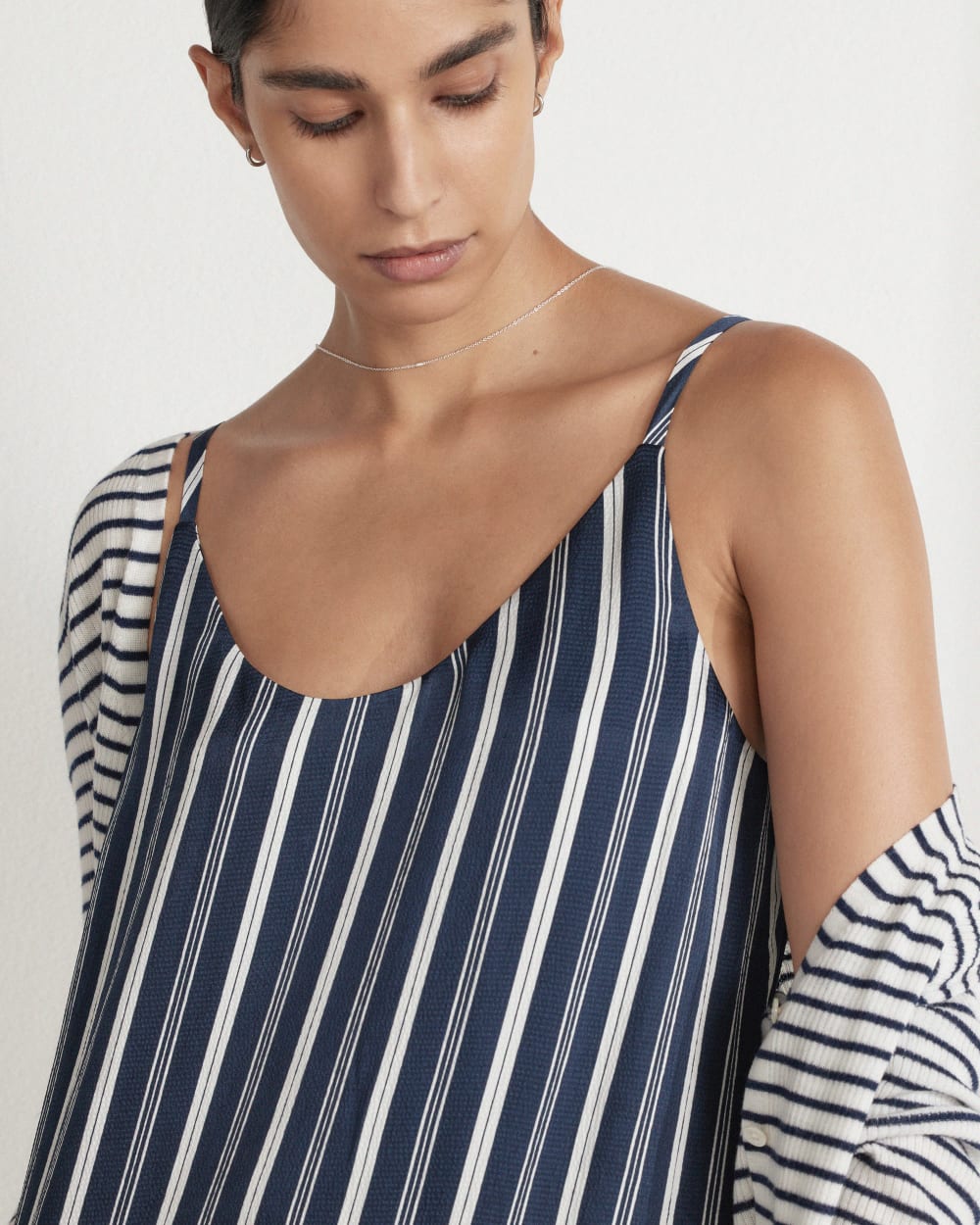 The Cardigan in Ultrasoft Merino | Bone / Navy - Image 8