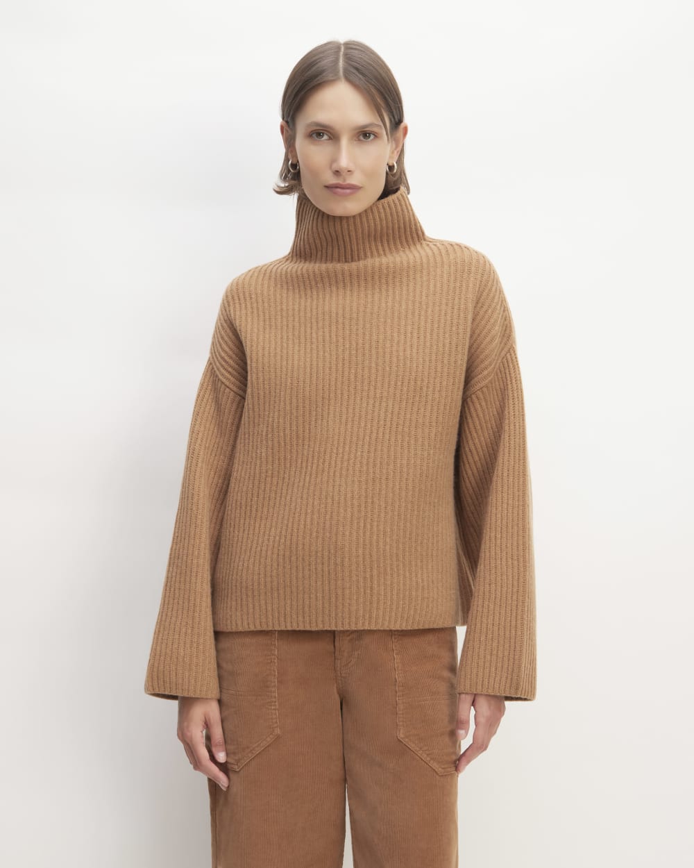 The Felted Merino Funnel-Neck Pullover | Deep Camel