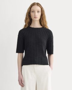 The Oversized Tee in Cotton Linen | Black