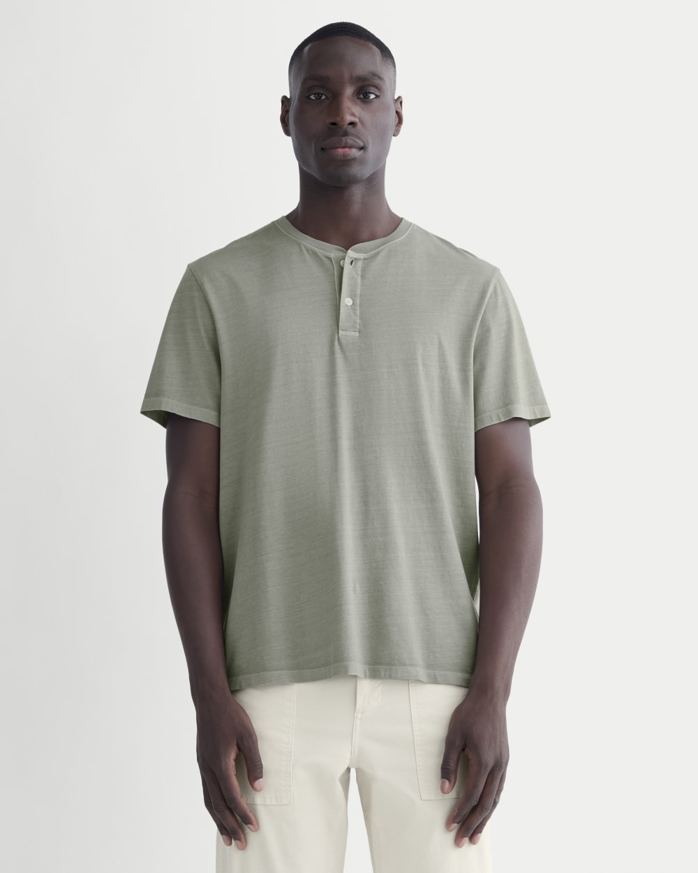 The Essential Organic Garment-Dyed Henley | Seagrass