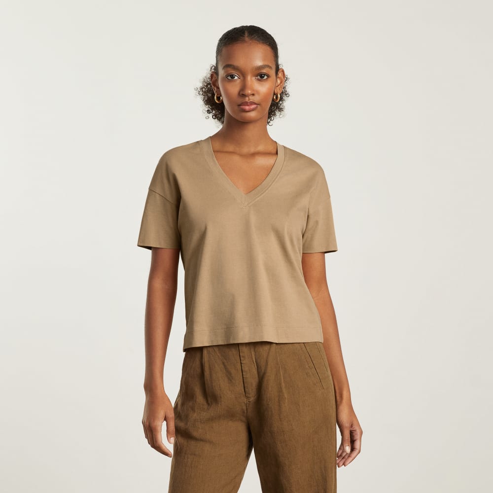 The Organic Cotton Slouchy V-Neck | Iced Coffee - Image 2