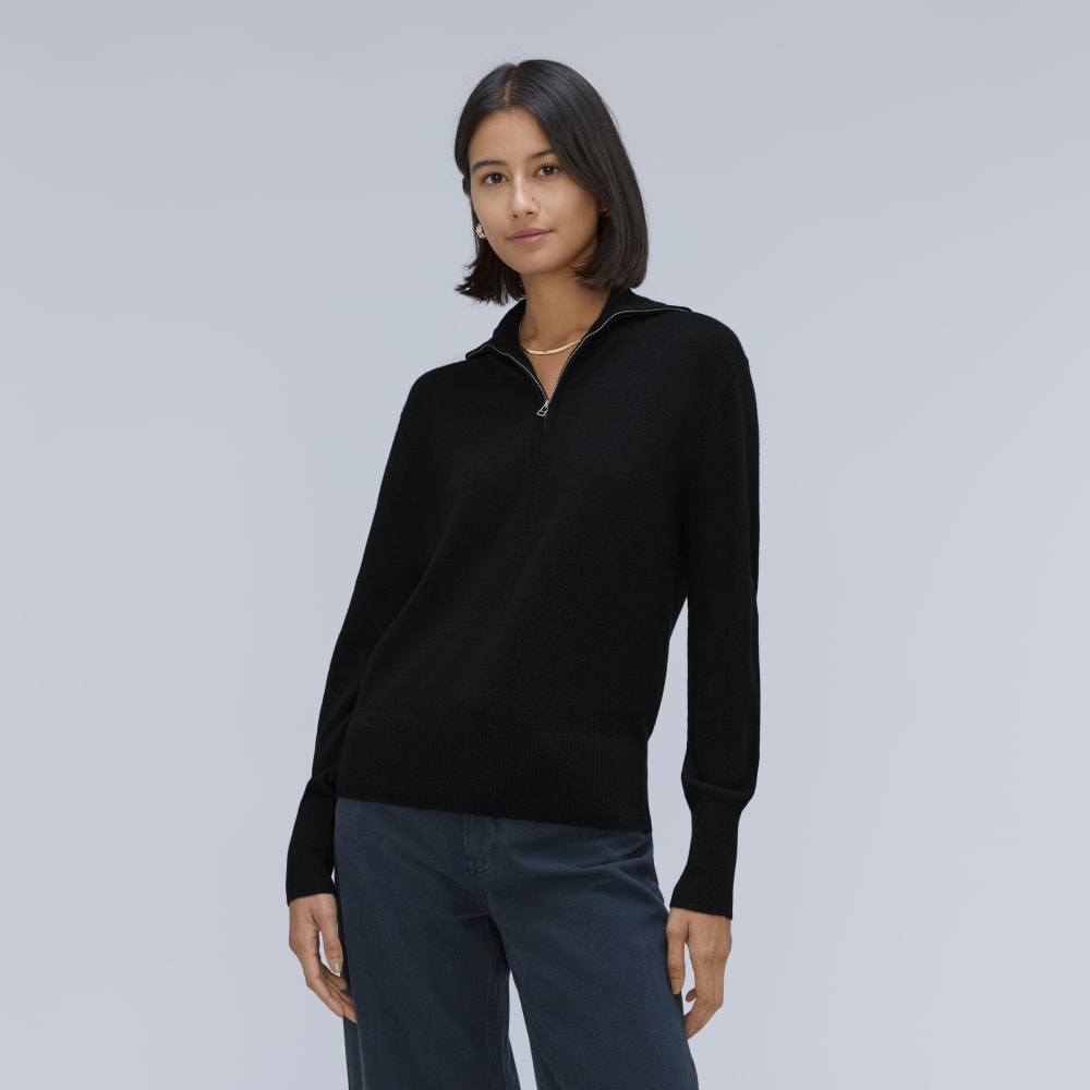 The Luxe Merino Half-Zip Sweater | Black
