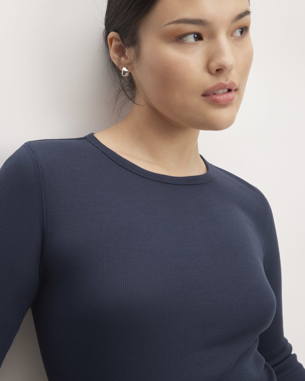 The Luxe Rib Long-Sleeve Crew | Navy - Image 3
