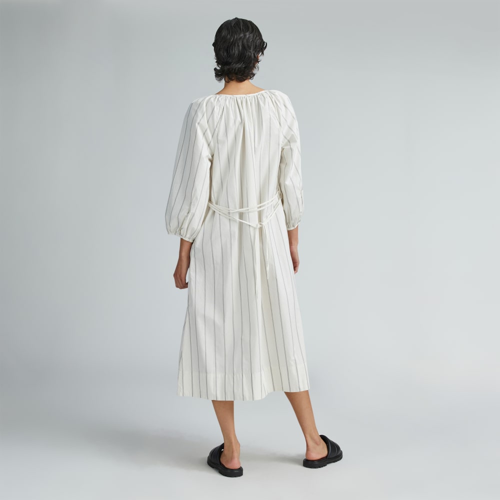 The Raglan Sleeve Poplin Dress | Black / Canvas Tan - Image 3