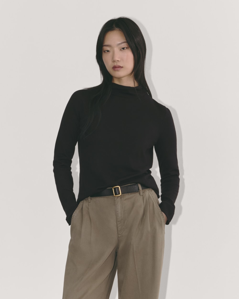 The Funnel Neck in Cotton Cashmere | Black