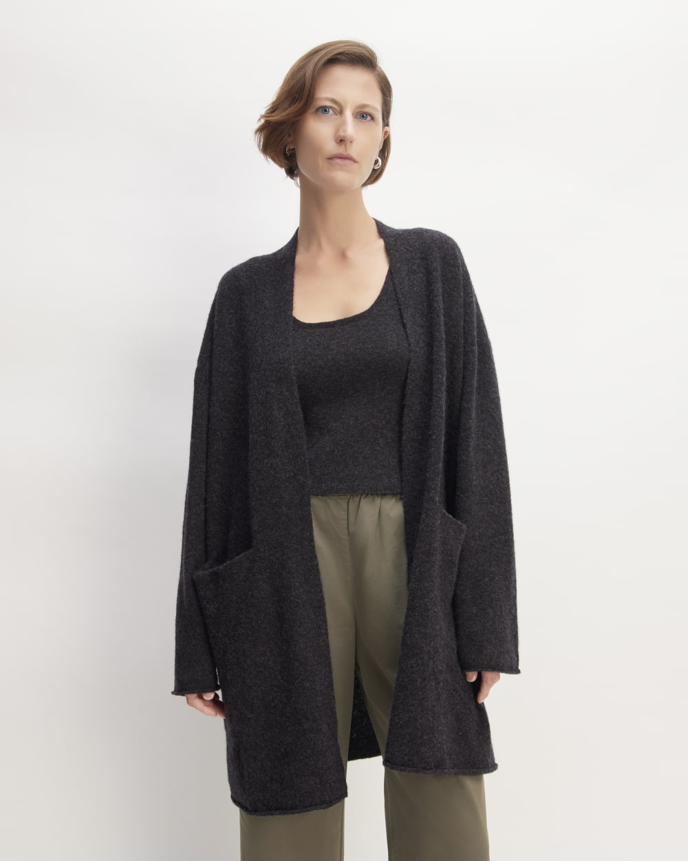 The Cozy-Stretch Long Cardigan | Charcoal