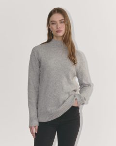 The Mockneck Sweater in Plush Cotton | Heathered Grey