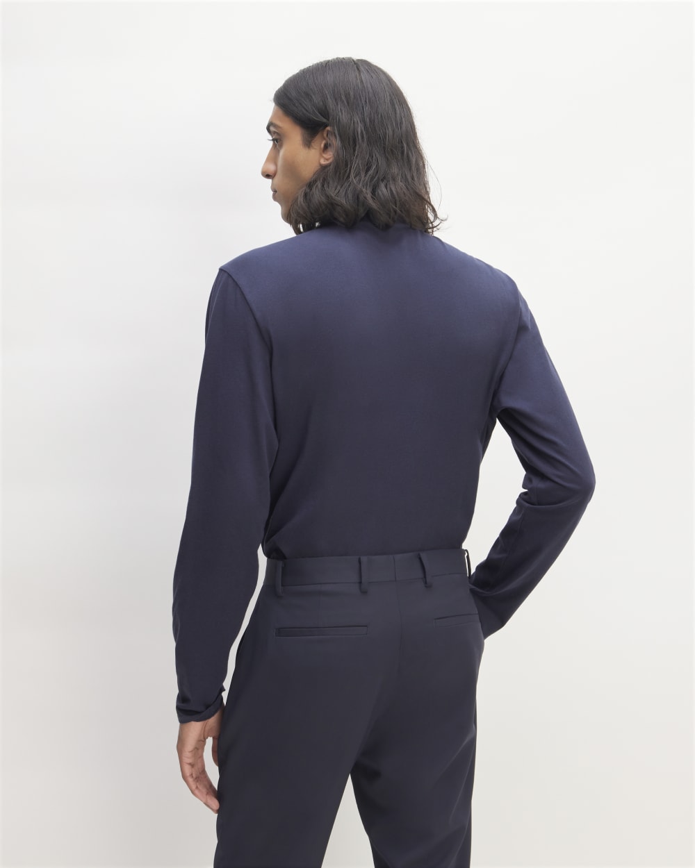 The Organic Cotton Long-Sleeve Turtleneck | Deep Navy - Image 6