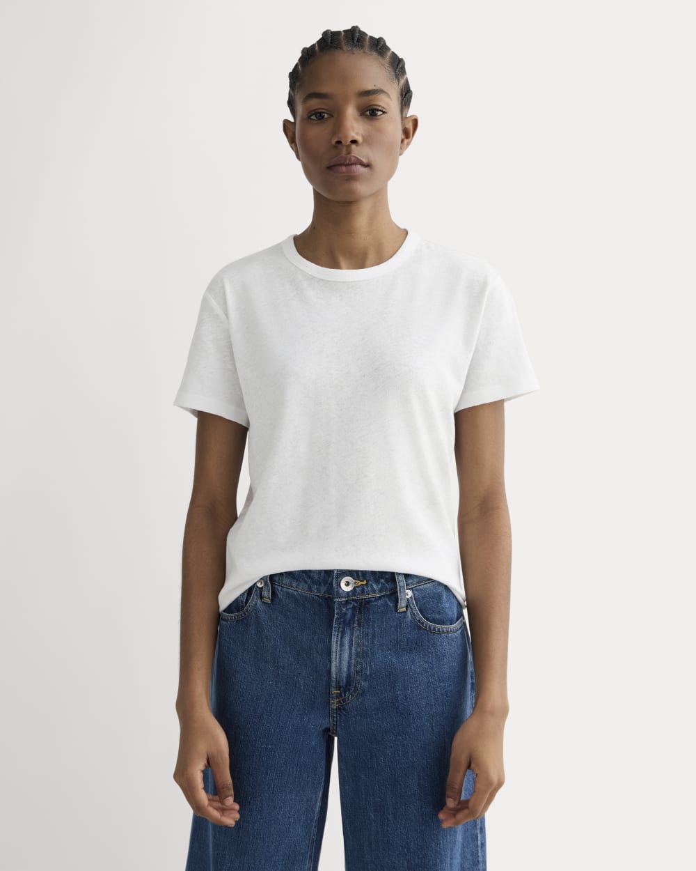 The Box-Cut Tee in Cotton Linen | White
