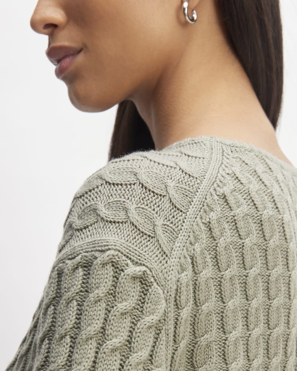 The Cotton Merino Cable Crew | Sage Green - Image 5