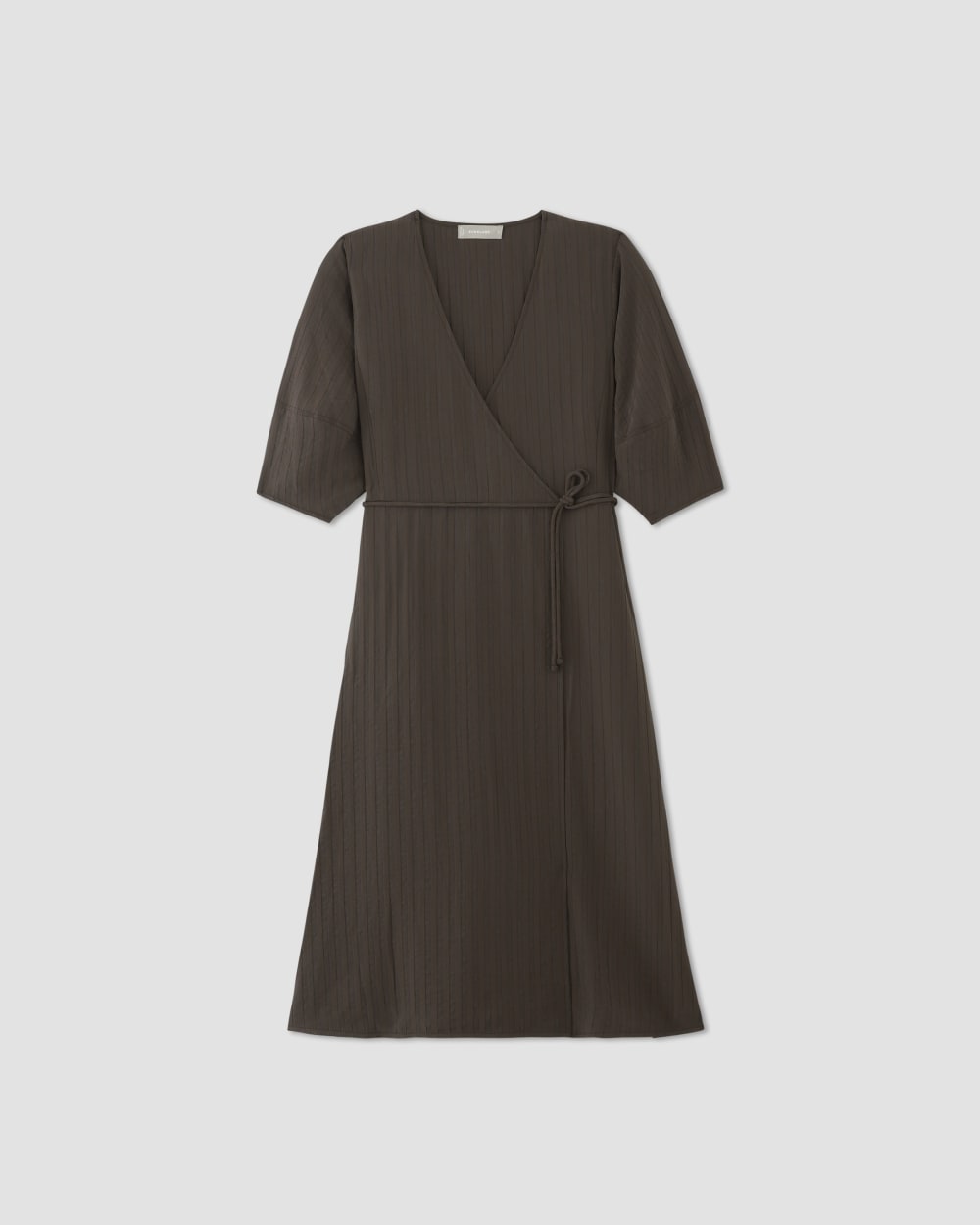 The City Stripe Wrap Dress | Earth Brown - Image 2