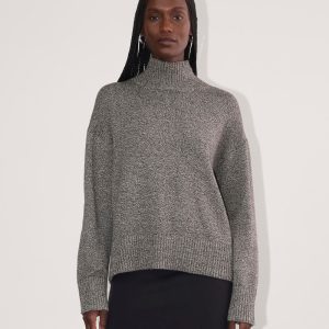 The Boxy Turtleneck in Everyday Cotton | Canvas / Black Twist