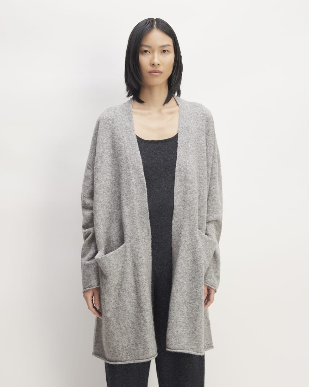 The Cozy-Stretch Long Cardigan | Heathered Grey