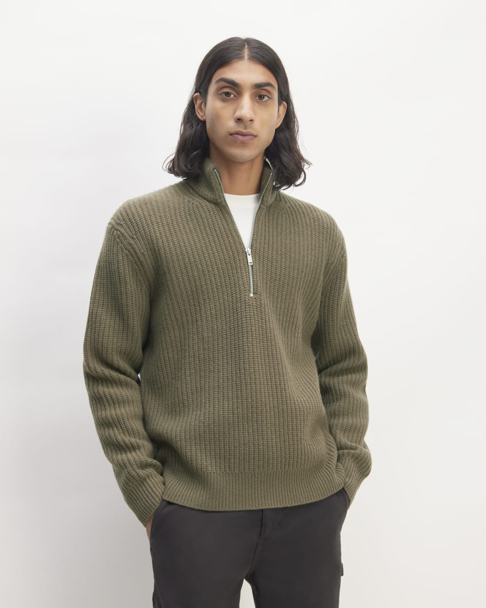 The Felted Merino Half-Zip Sweater | Kalamata