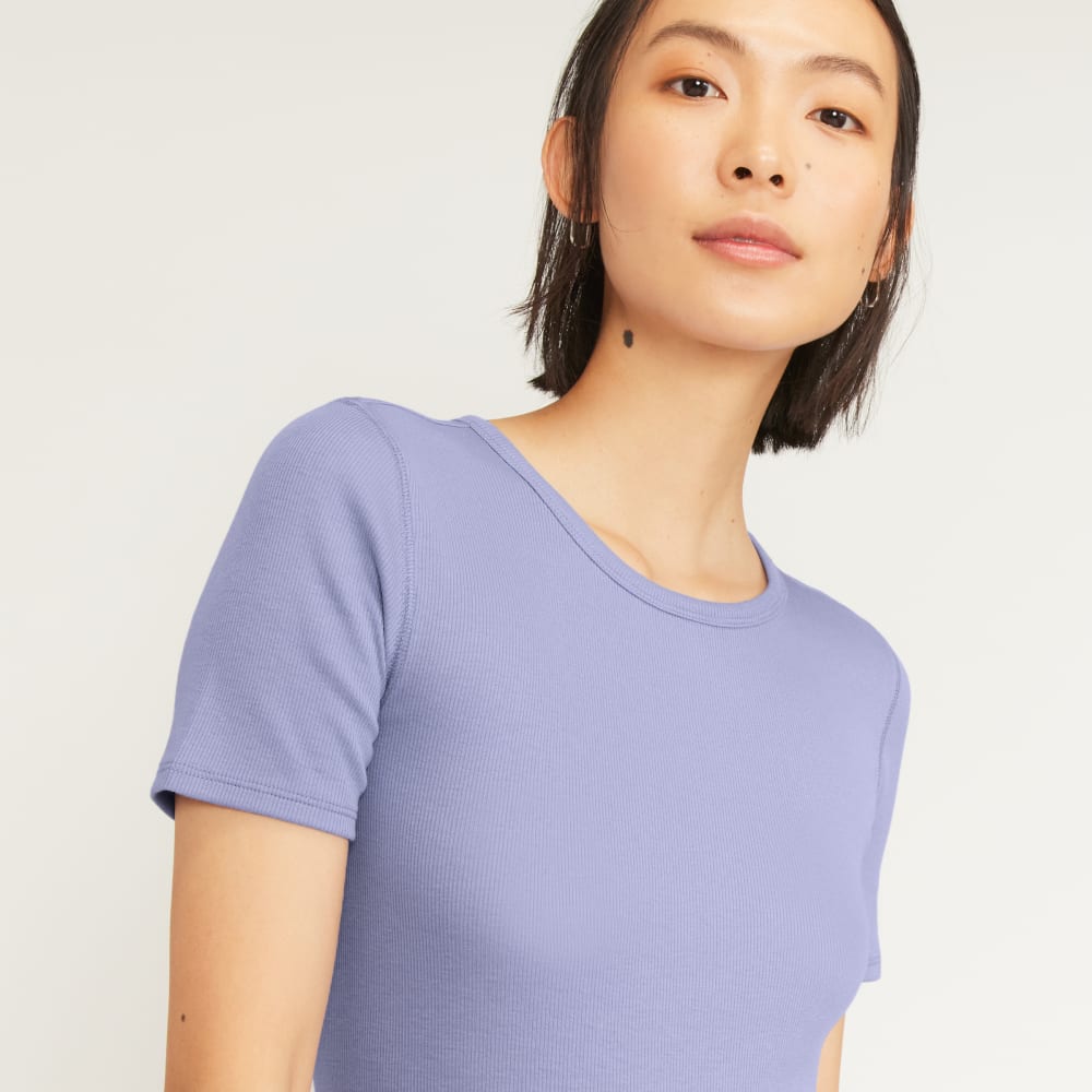 The Pima Micro-Rib Crew Tee | Cornflower Blue - Image 4