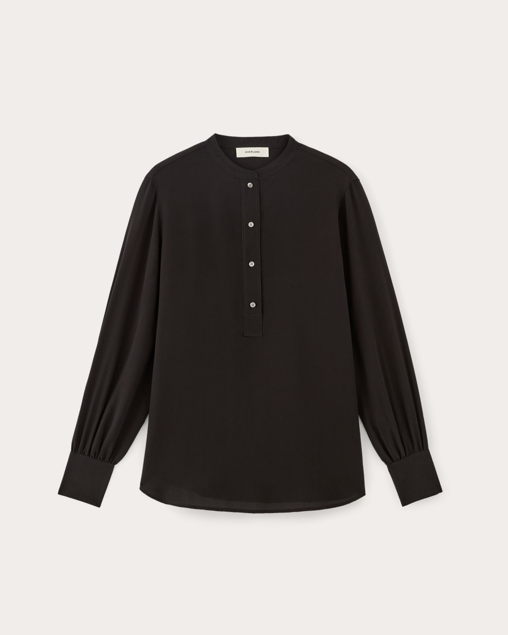 The Henley Shirt in Washable Silk | Black - Image 2