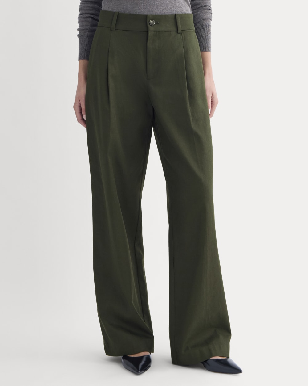 Wide-Leg Trouser in Buttersmooth | Dark Green | 30 Inseam - Image 3
