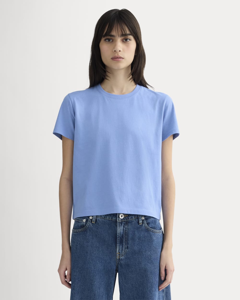 The Box-Cut Tee in Essential Cotton | Blue Opal | No Pocket