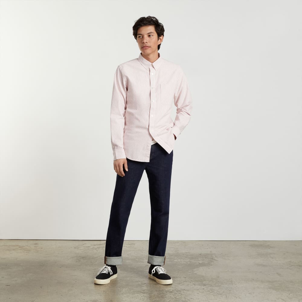 The Slim-Fit Japanese Oxford | Red / White | Regular - Image 4