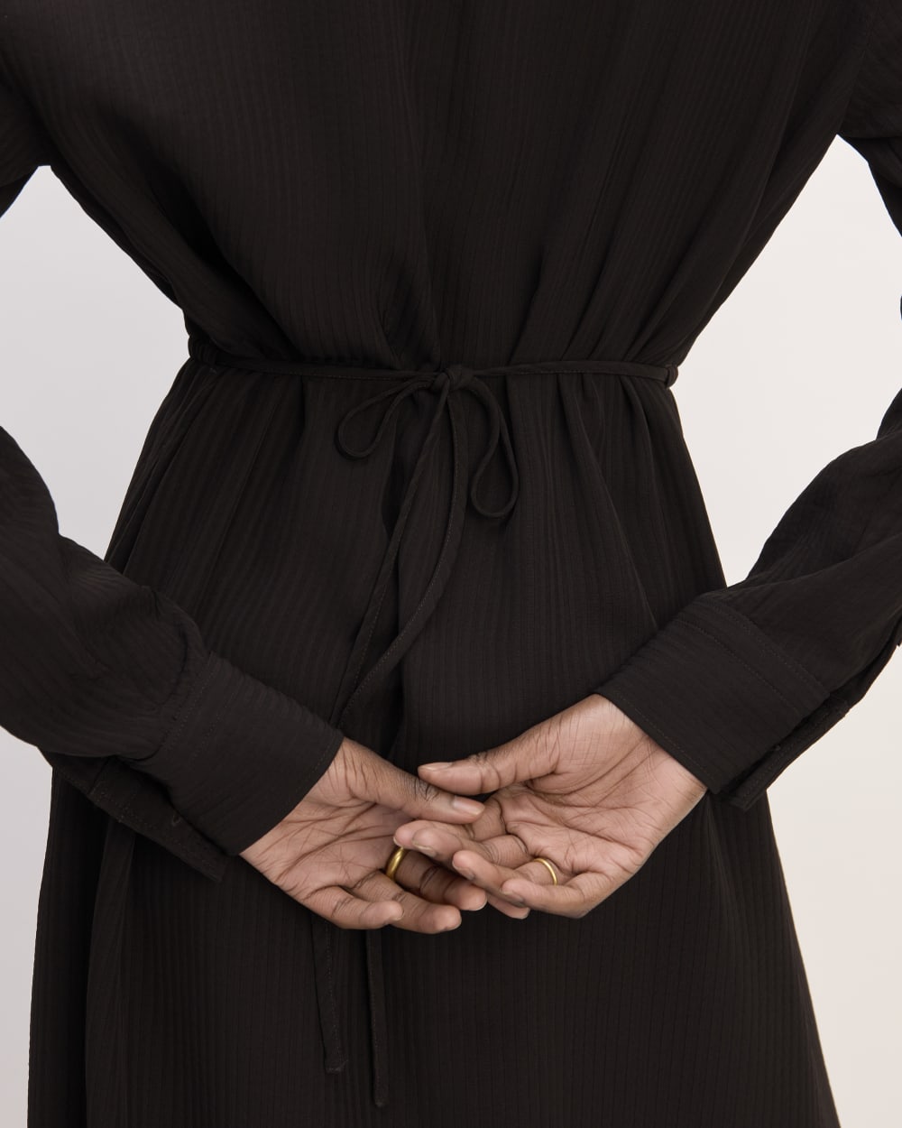 The Mini Jacquard Stripe Shirt Dress | Black - Image 5