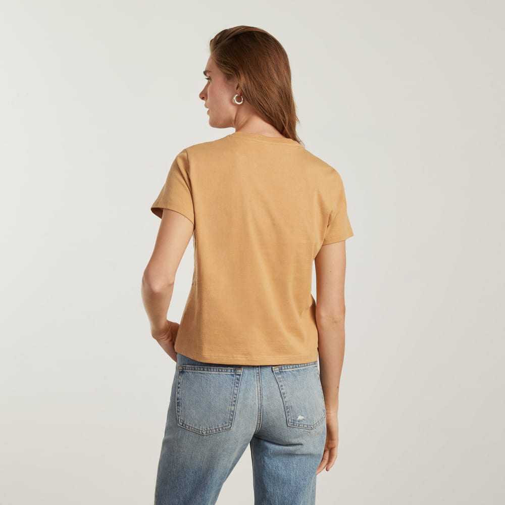 The Box-Cut Tee in Essential Cotton | Iced Coffee | Pocket - Image 3
