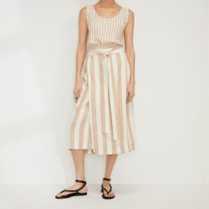 The Linen Wrap Skirt | Bone / Caramel
