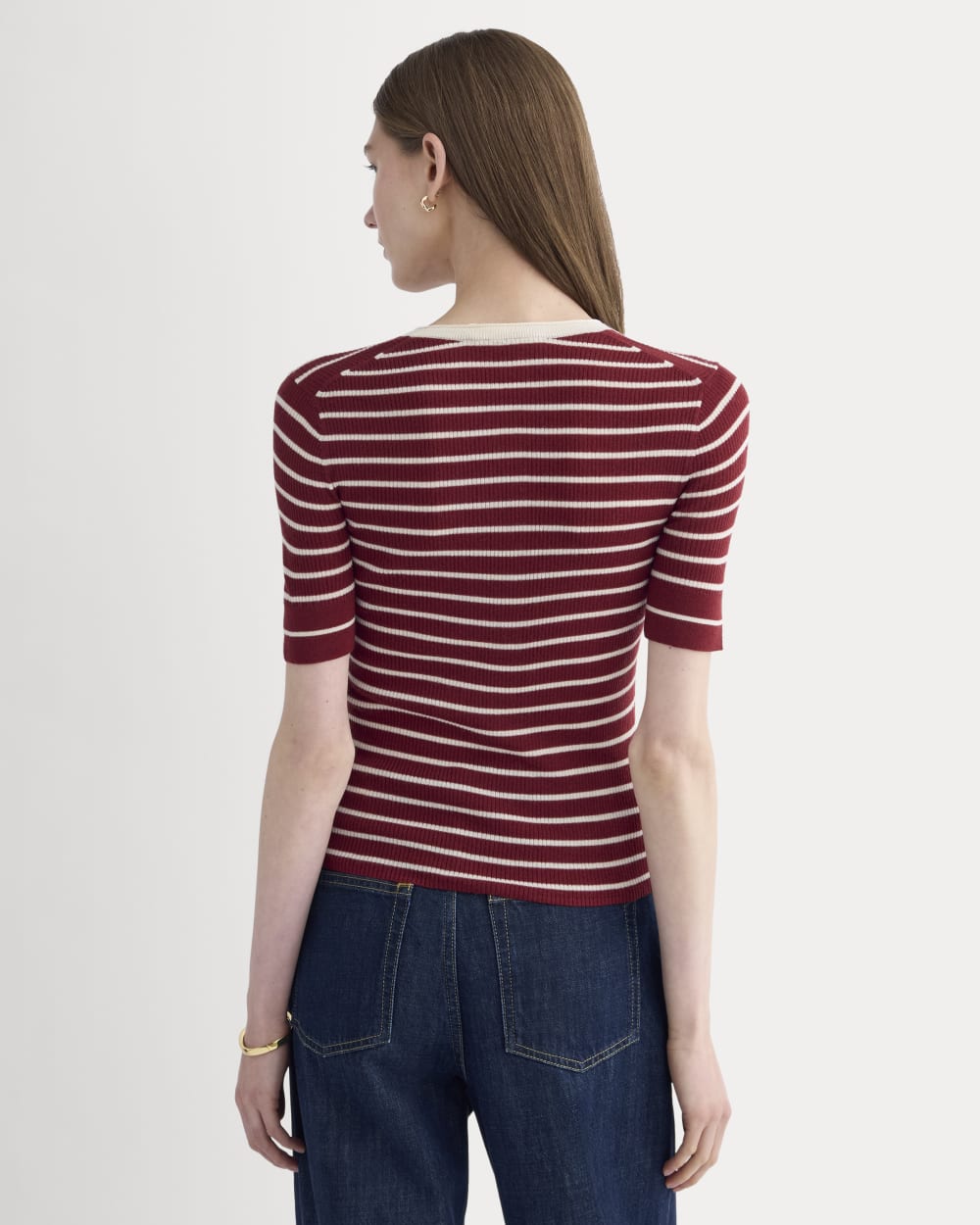 The Short-Sleeve Henley in Ultrasoft Merino | Merlot / Parchment - Image 5