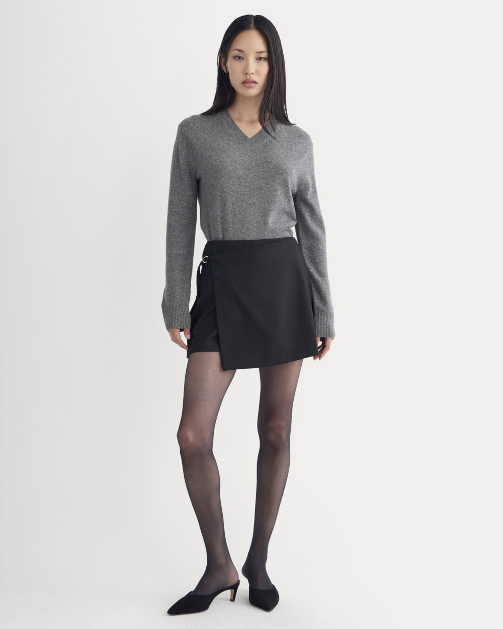 Wrap Mini Skort in Tailor Twill | Black - Image 3