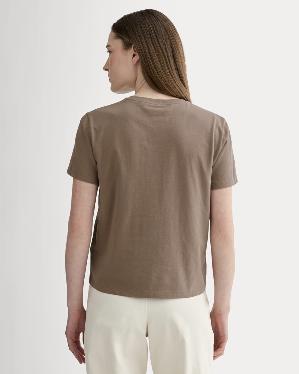 The Box-Cut Tee in Essential Cotton | Mocha | Pocket - Image 4