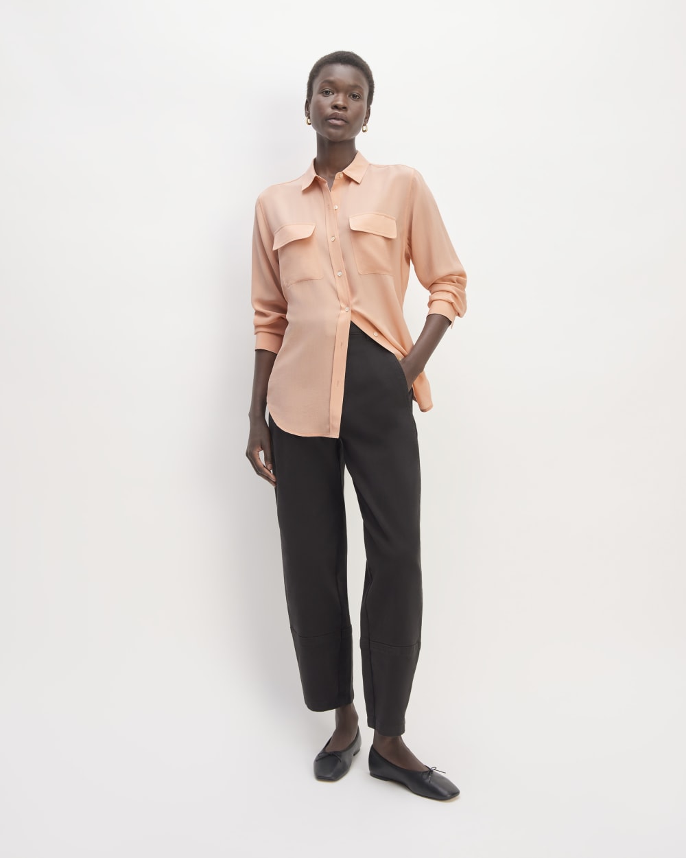 The Utility Shirt in Washable Silk | Blush Pink - Image 3