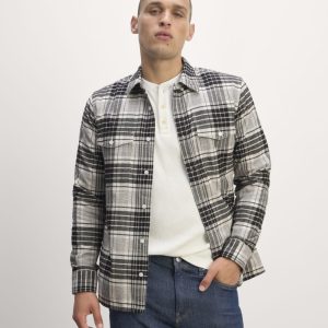 The Brushed Flannel Shirt | Light Heather Oat / Black