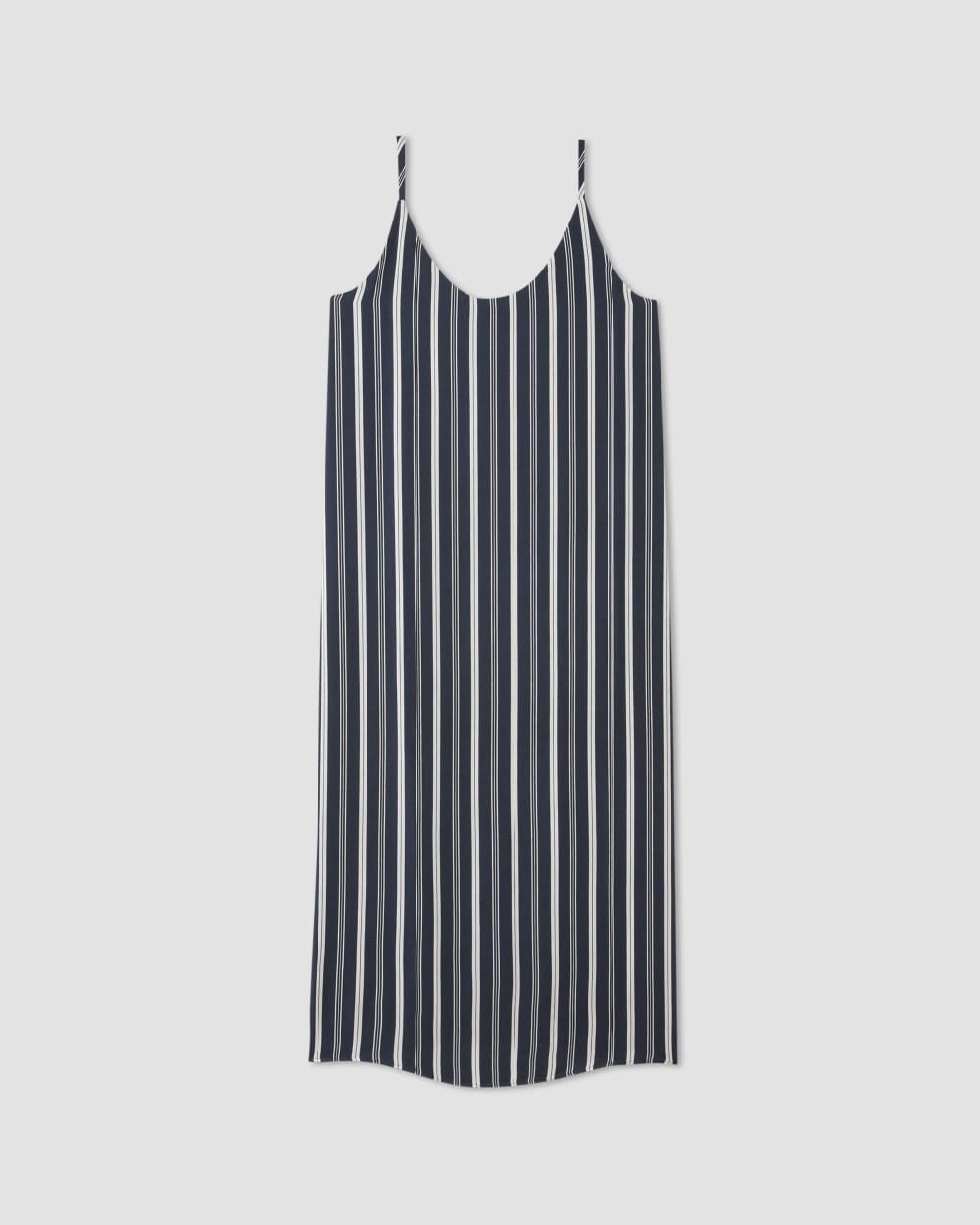 The Hammered Satin Slip Dress | Navy / Bone - Image 2