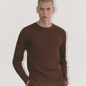 The Waffle Long-Sleeve Crew | Dark Mahogany