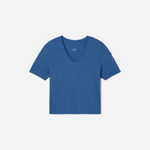 The Organic Cotton Slouchy V-Neck | Deep Blue