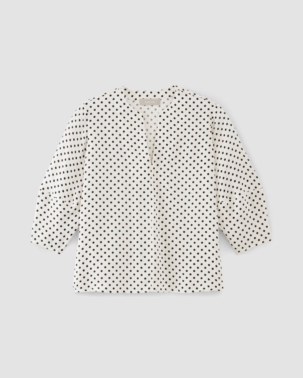 The Hammered Satin Balloon Sleeve Top | Bone / Black Polka Dot - Image 2