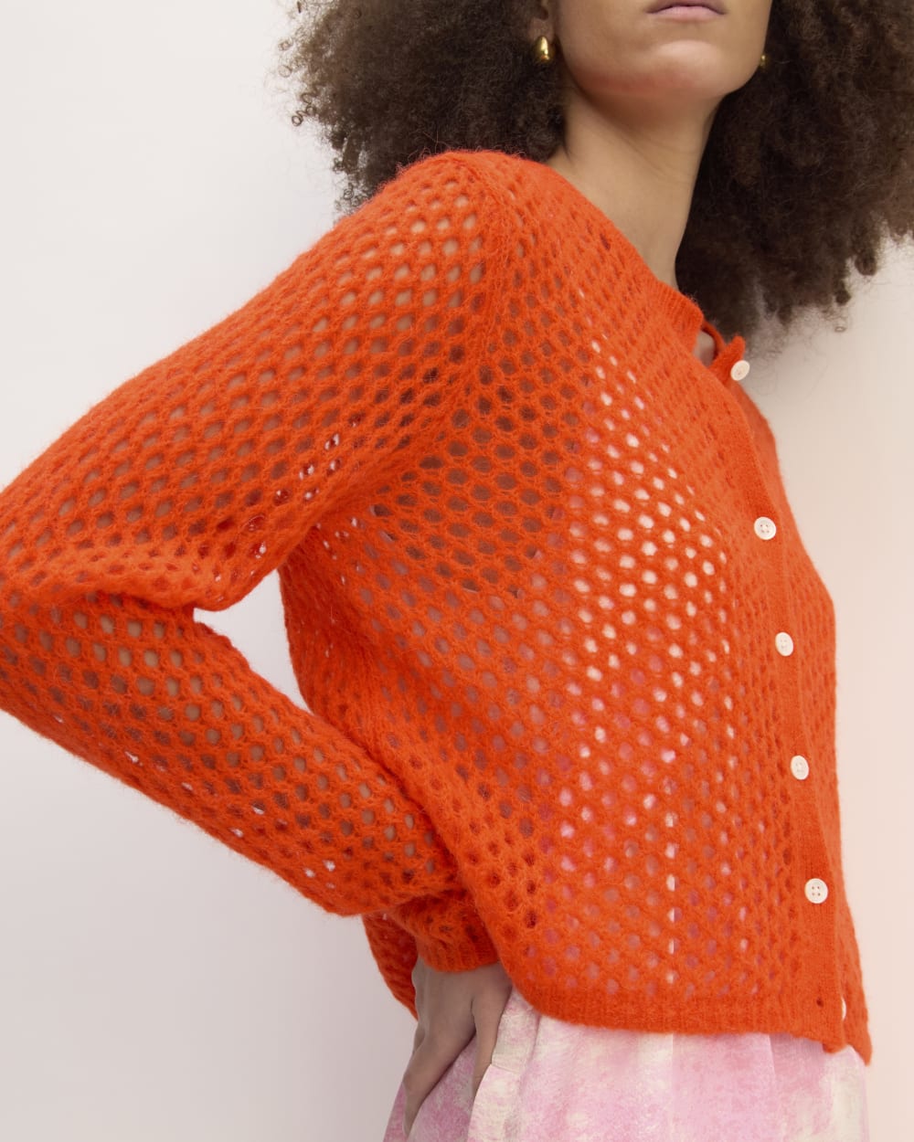 The Everlane x Marques' Almeida Alpaca Mesh Cardigan | Red Orange - Image 5