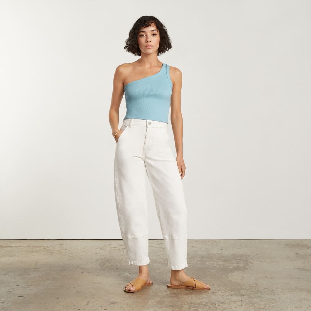 The Ribbed One-Shoulder Tank | Ice Blue - Image 4
