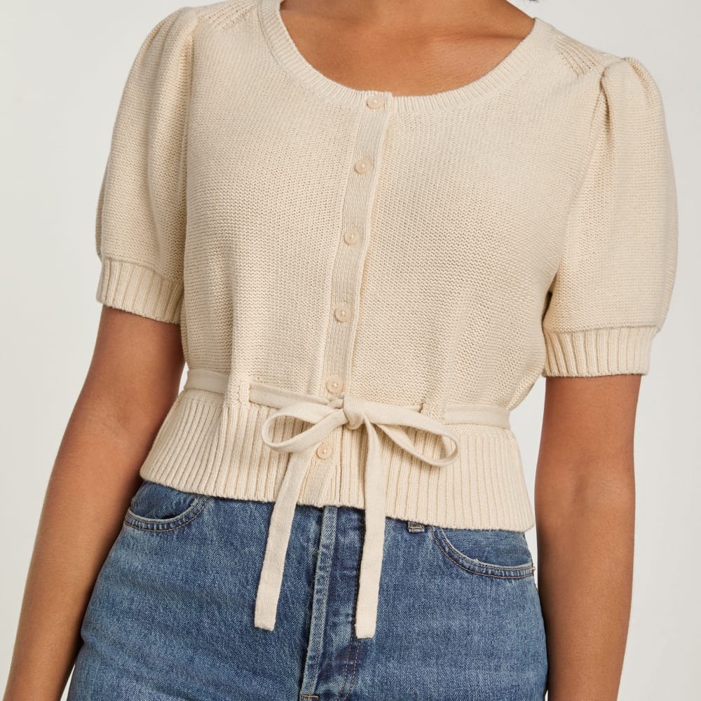 The Puff Sleeve Sweater Top | Parchment - Image 5