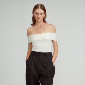 The Ribbed Cotton Off-The-Shoulder Top | Bone